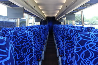 interior of a charter bus