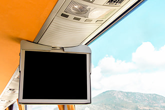 TV screen on a charter bus